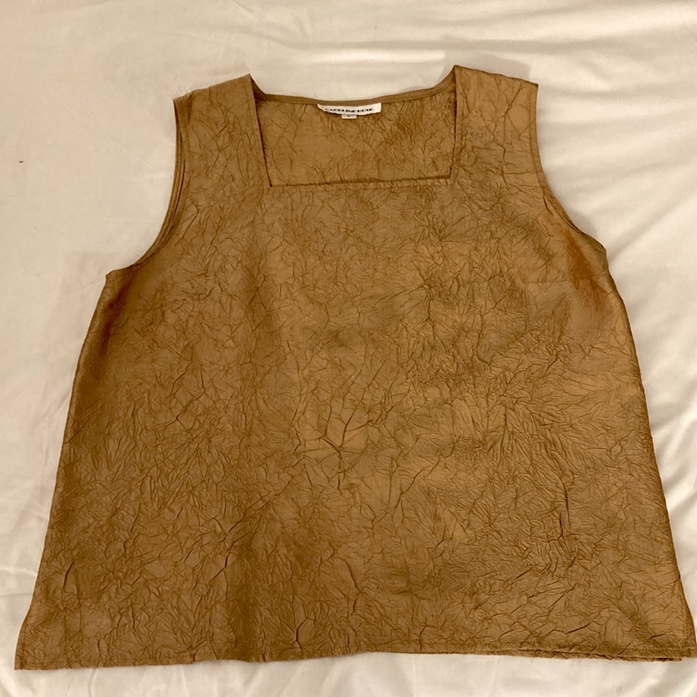 Caroline Rose Crushed Silk Twinset in Gold - Picture 6 of 12